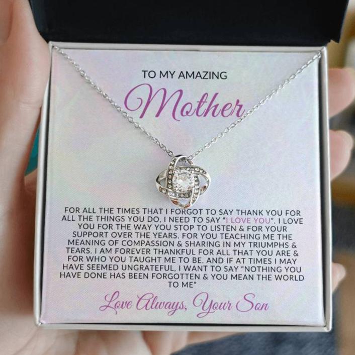 To My Amazing Mother | Love Knot Necklace | Gift from Son