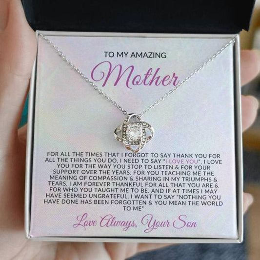 To My Amazing Mother | Love Knot Necklace | Gift from Son