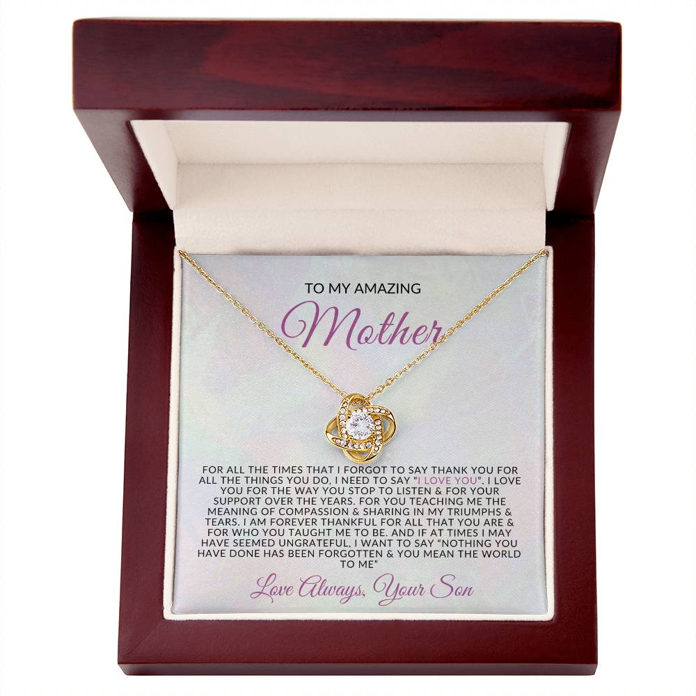 To My Amazing Mother | Love Knot Necklace | Gift from Son