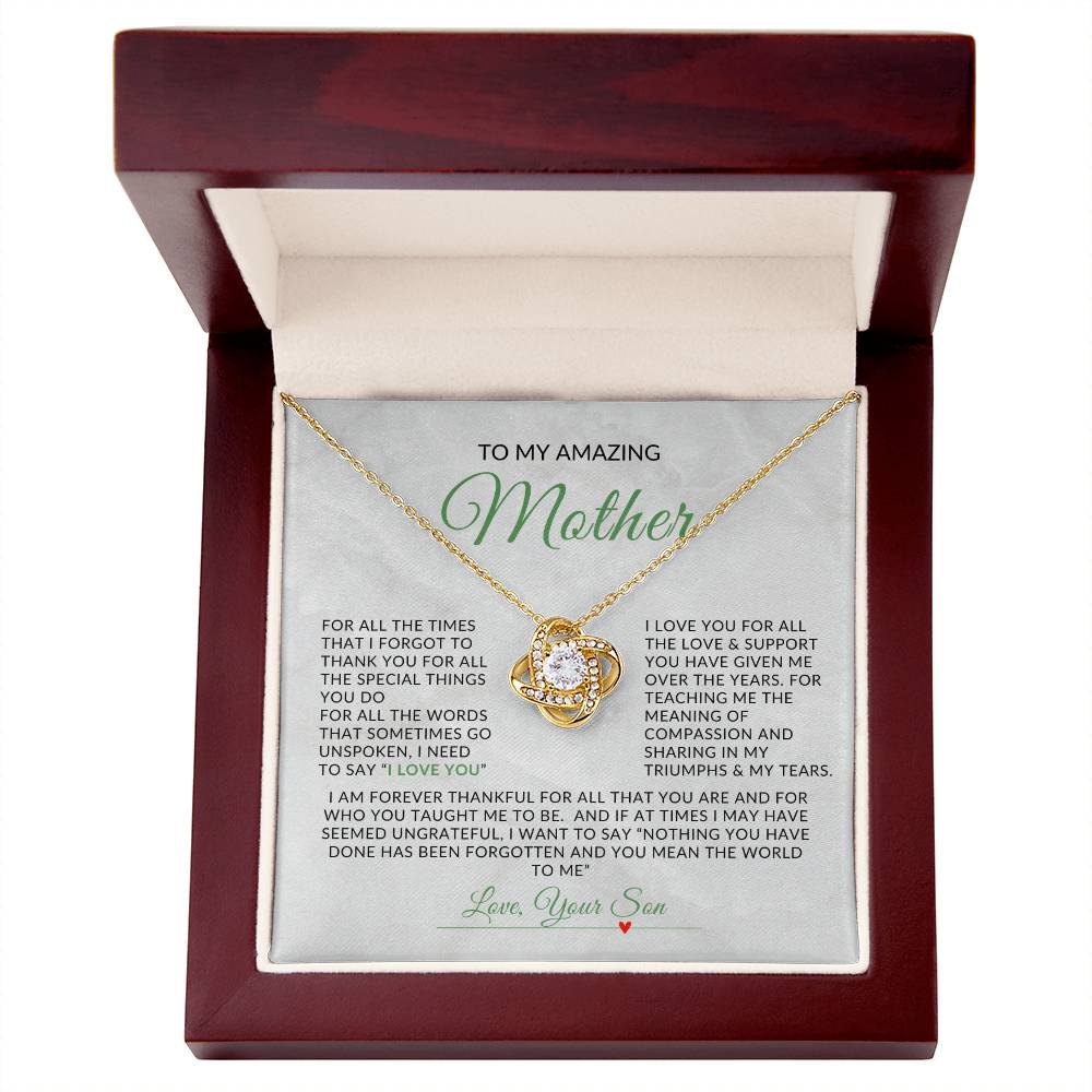 To My Amazing Mom | Love Knot Necklace | Gift For Mom From Son