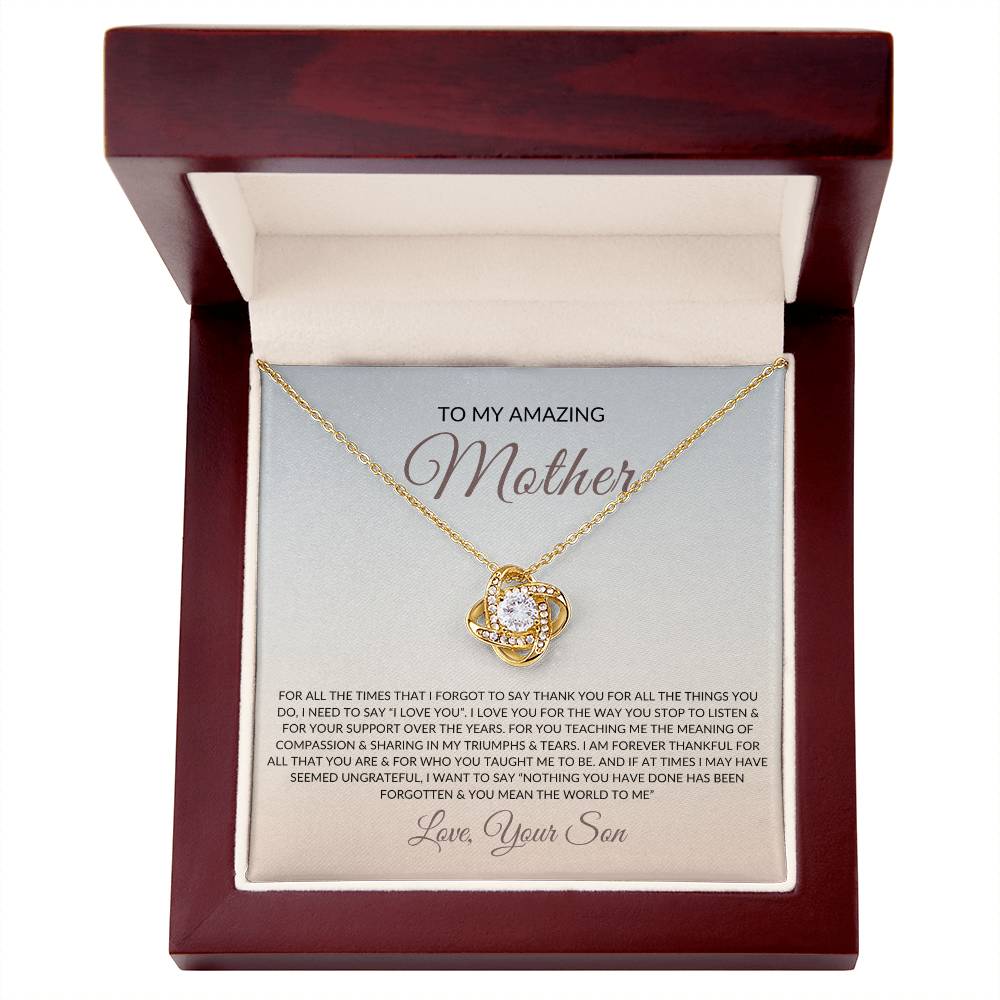 To My Amazing Mom from Son | Love Knot Necklace