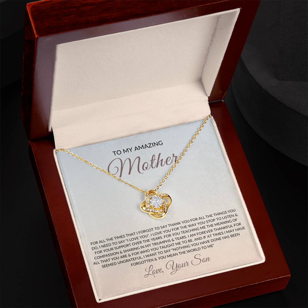 To My Amazing Mom from Son | Love Knot Necklace