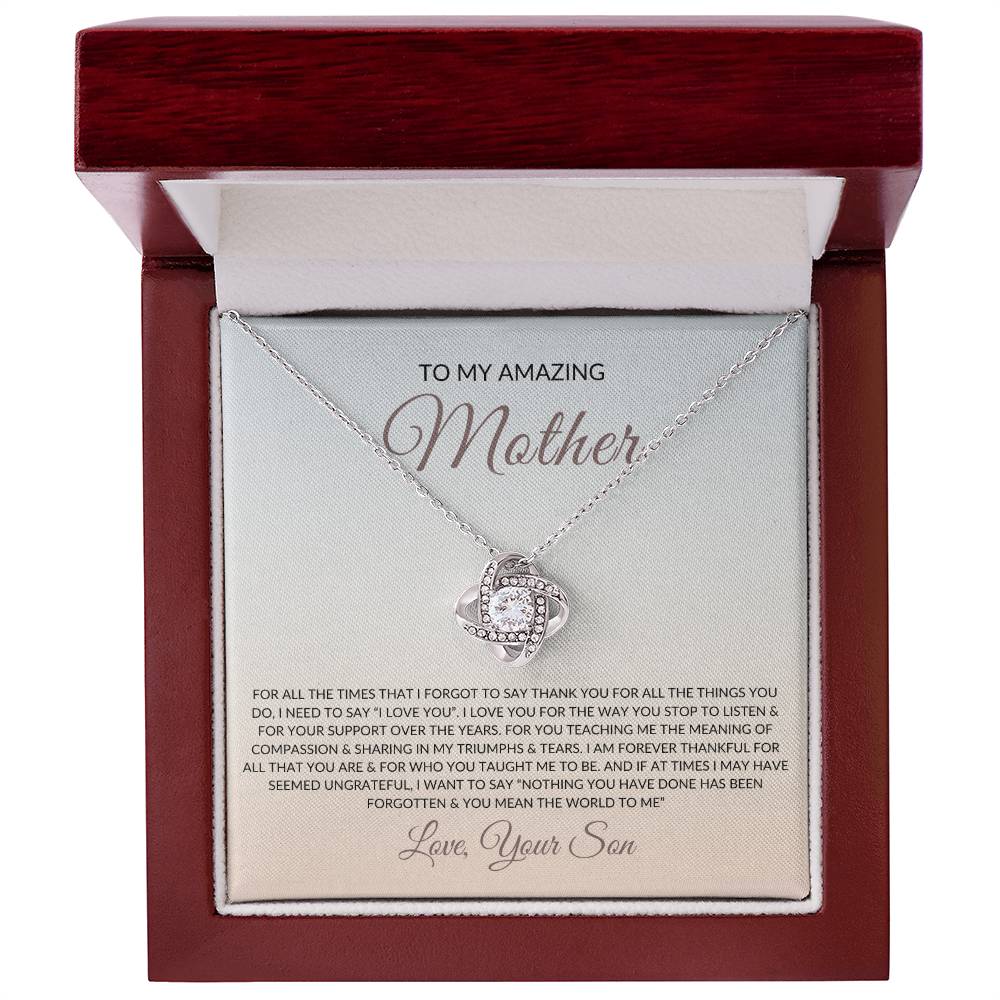 To My Amazing Mom from Son | Love Knot Necklace
