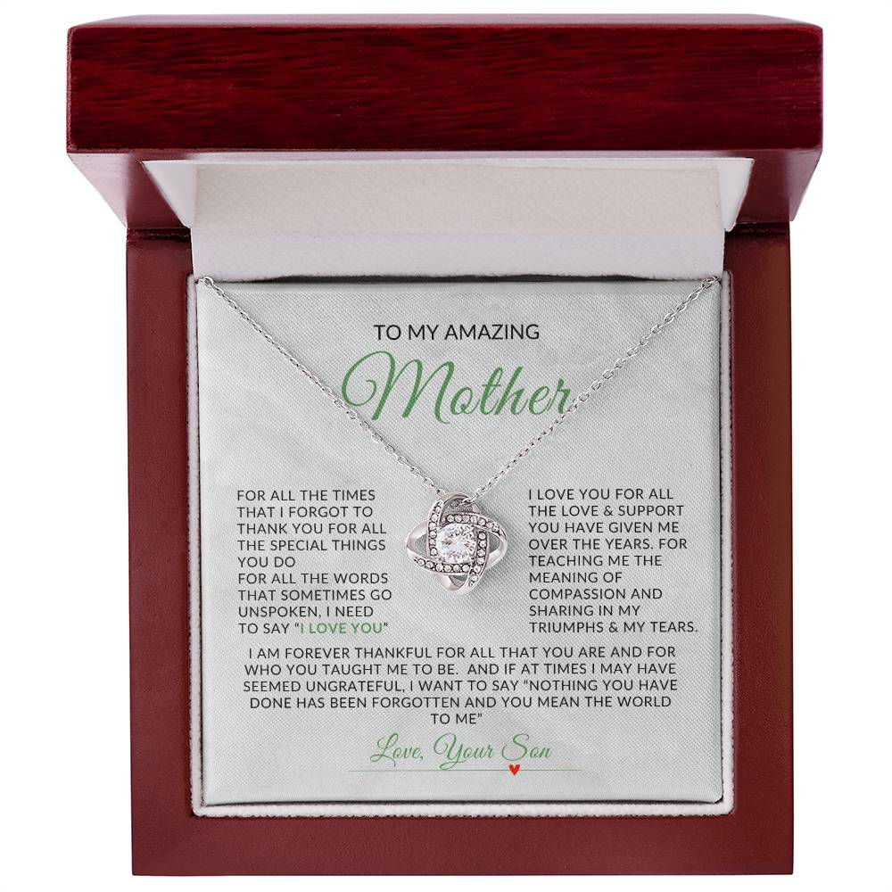 To My Amazing Mom | Love Knot Necklace | Gift For Mom From Son