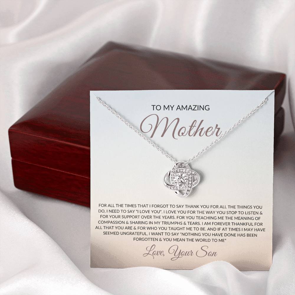 To My Amazing Mom from Son | Love Knot Necklace