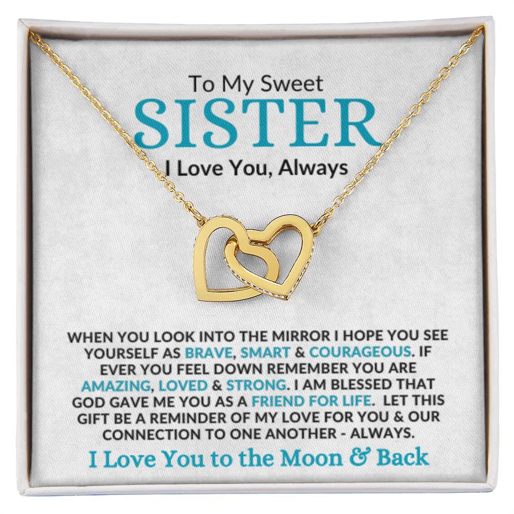 Interlocking Hearts | Special Gift to Sister | I Love You to the Moon & Back