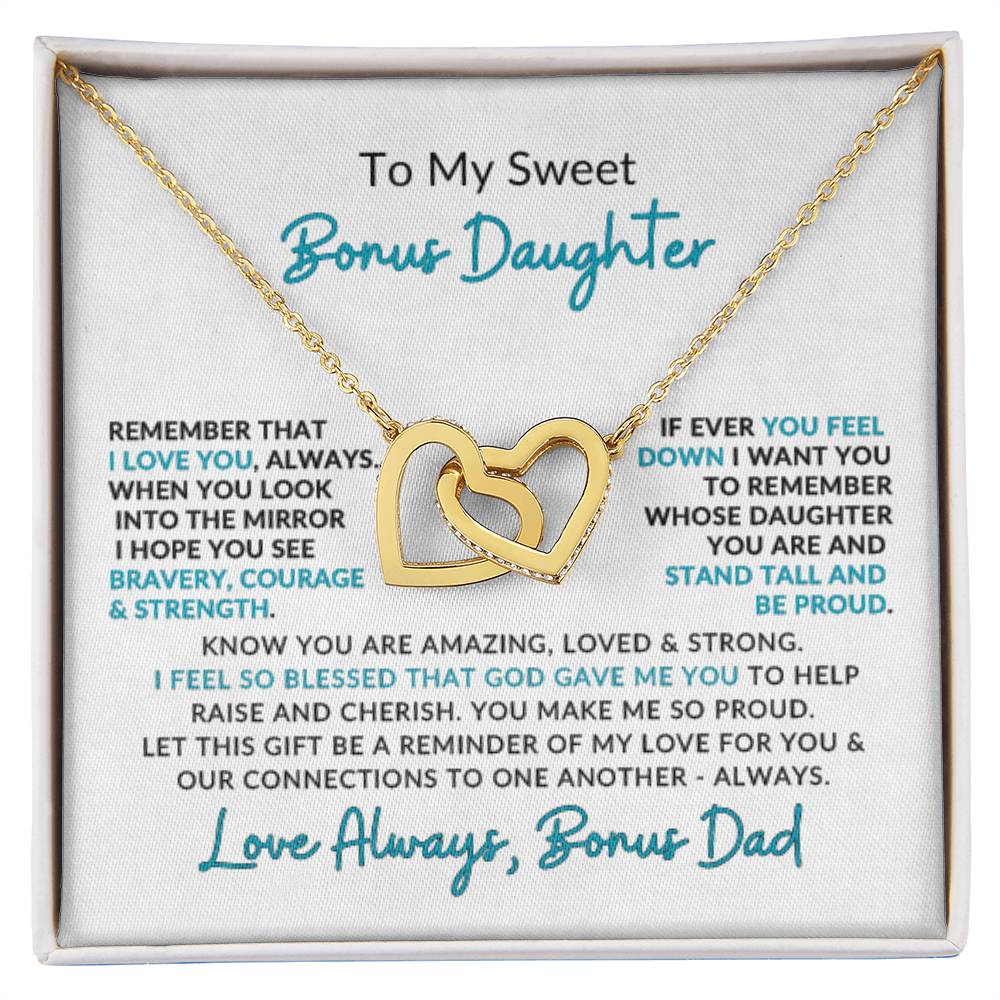 Interlocking Hearts | Speicial Gift for Bonus Daughter for Bonus Dad