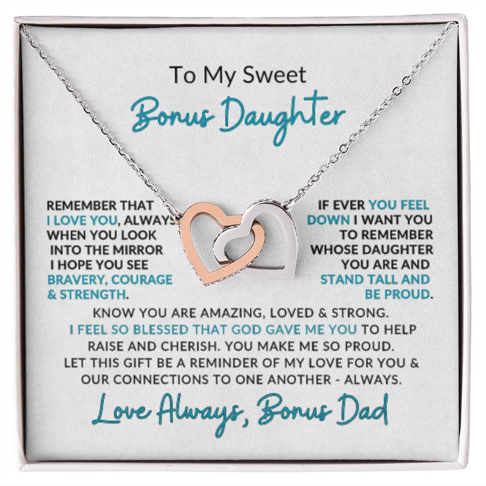 Interlocking Hearts | Speicial Gift for Bonus Daughter for Bonus Dad
