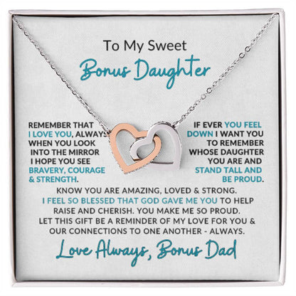 Interlocking Hearts | Speicial Gift for Bonus Daughter for Bonus Dad
