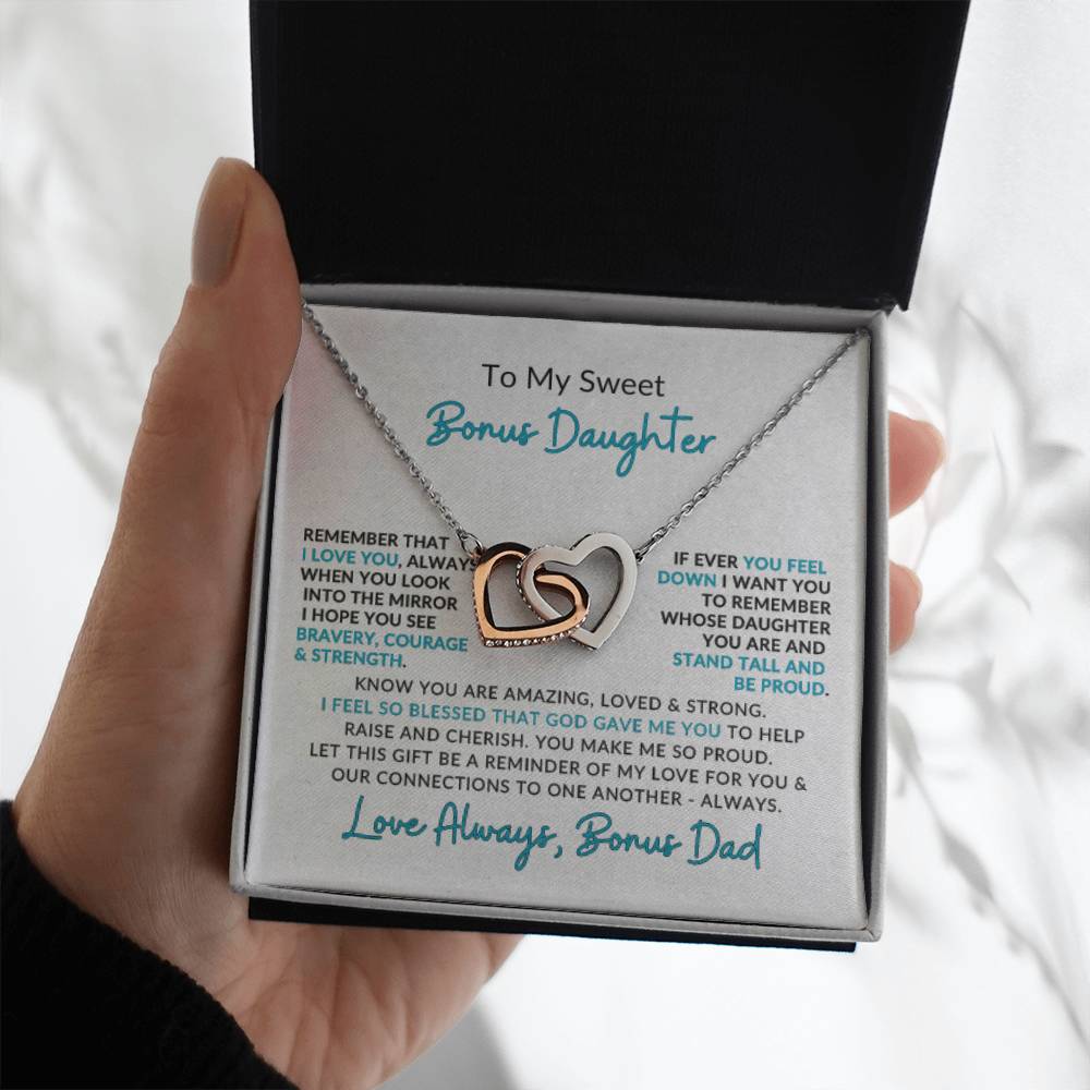 Interlocking Hearts | Speicial Gift for Bonus Daughter for Bonus Dad