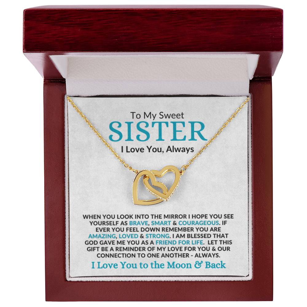 Interlocking Hearts | Special Gift to Sister | I Love You to the Moon & Back