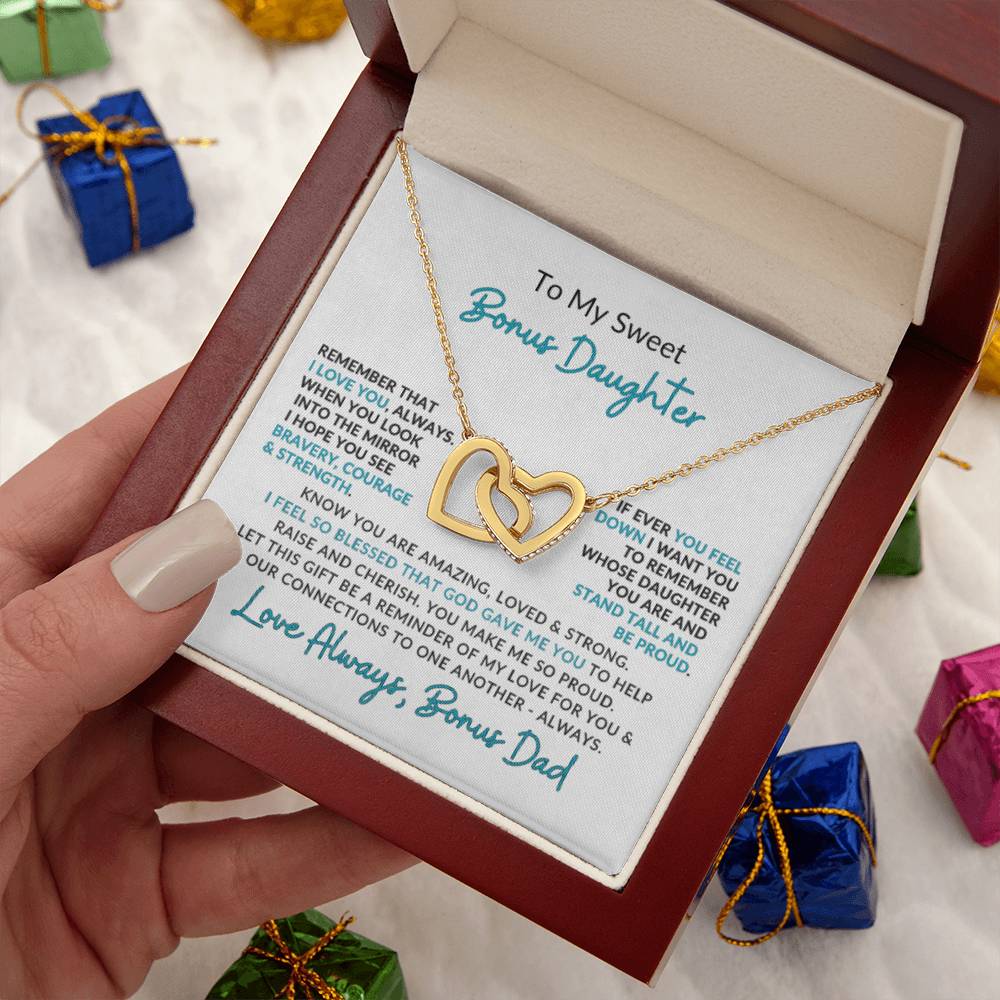 Interlocking Hearts | Speicial Gift for Bonus Daughter for Bonus Dad