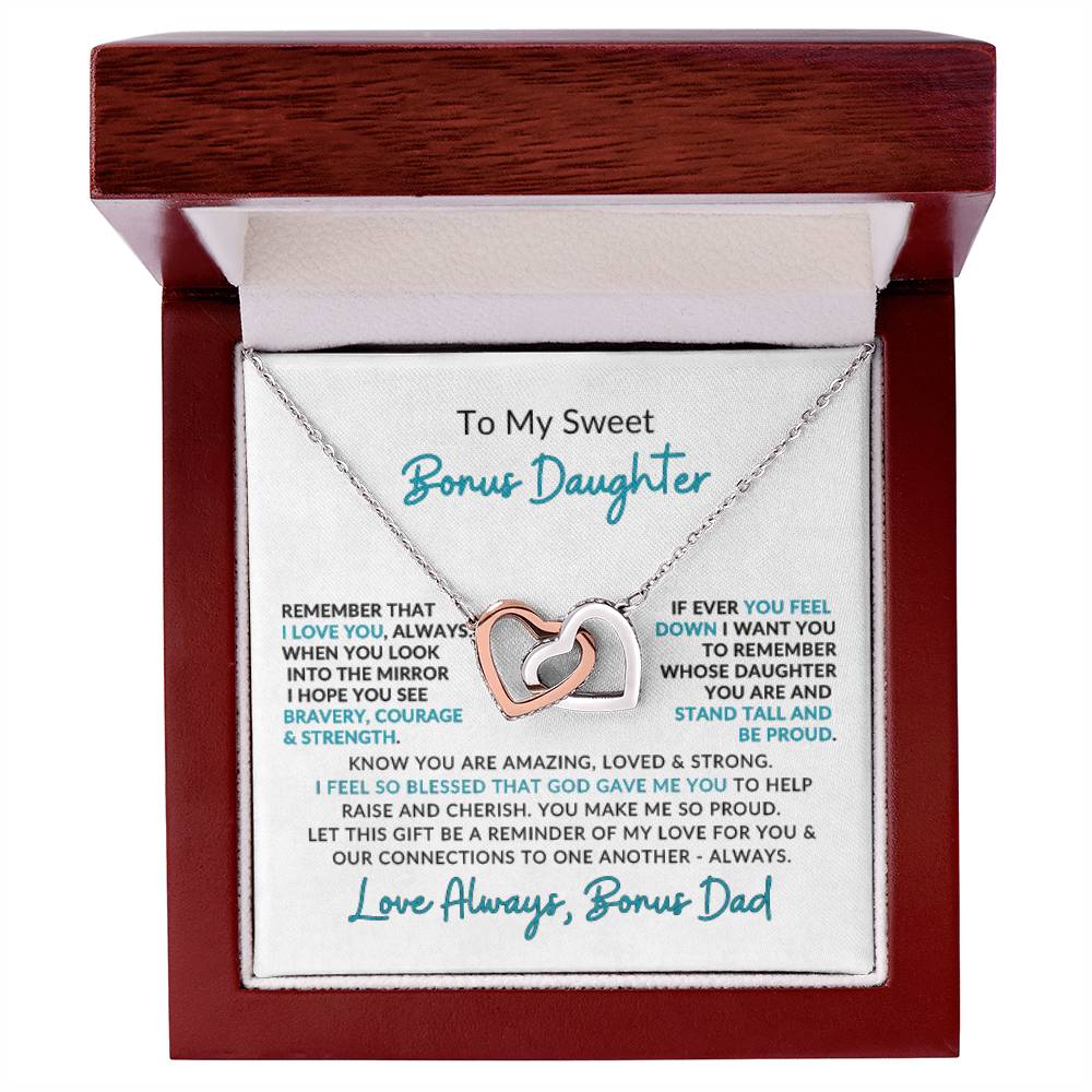 Interlocking Hearts | Speicial Gift for Bonus Daughter for Bonus Dad