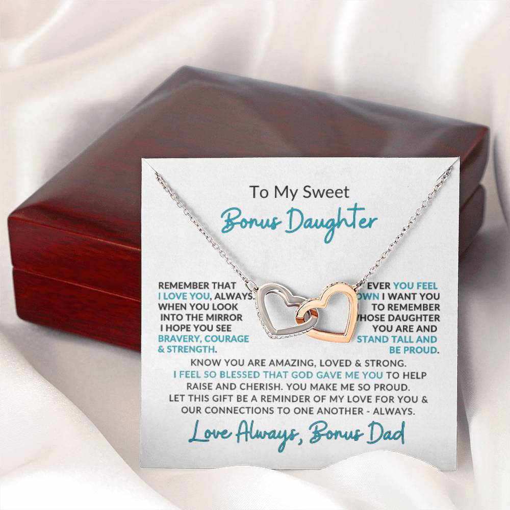Interlocking Hearts | Speicial Gift for Bonus Daughter for Bonus Dad