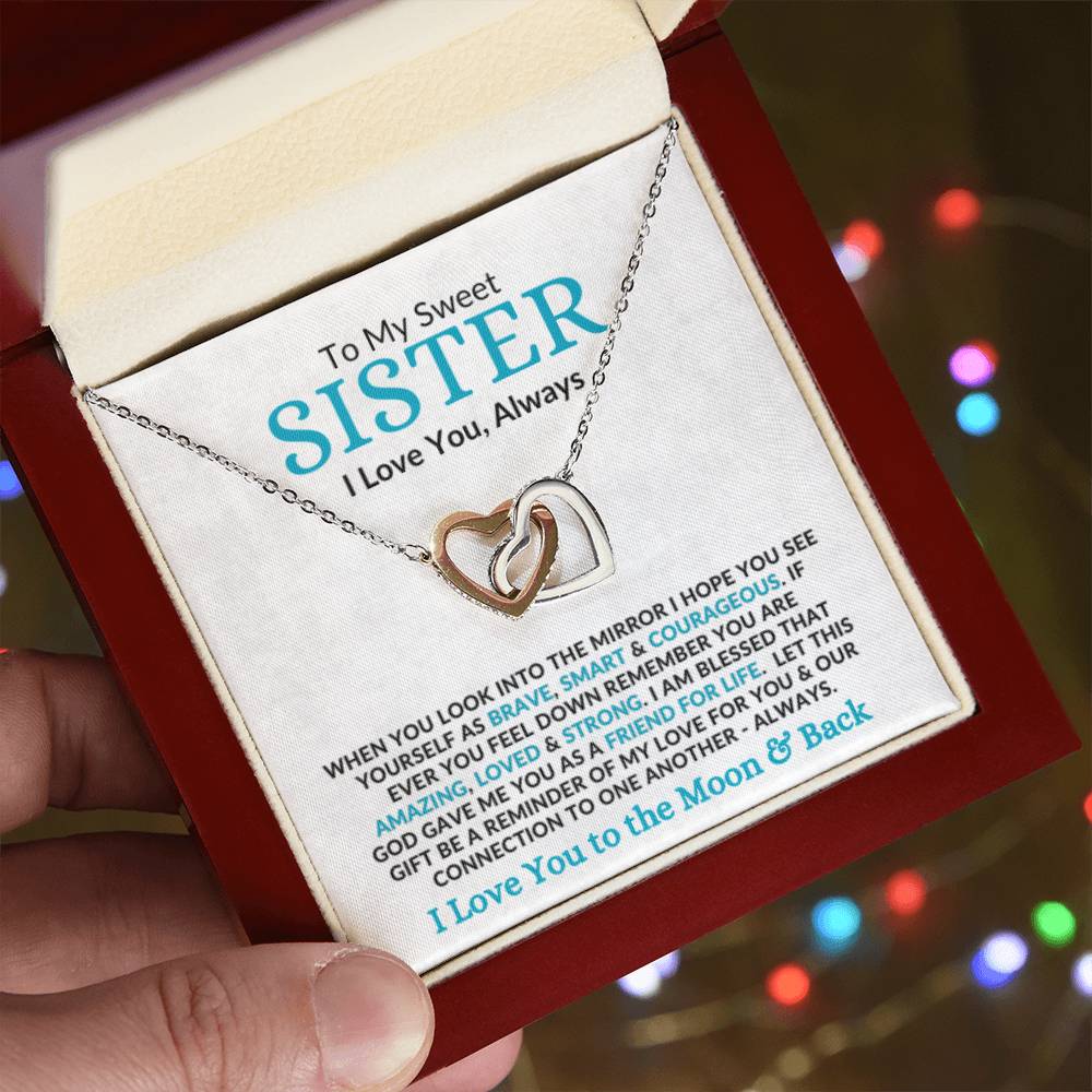 Interlocking Hearts | Special Gift to Sister | I Love You to the Moon & Back