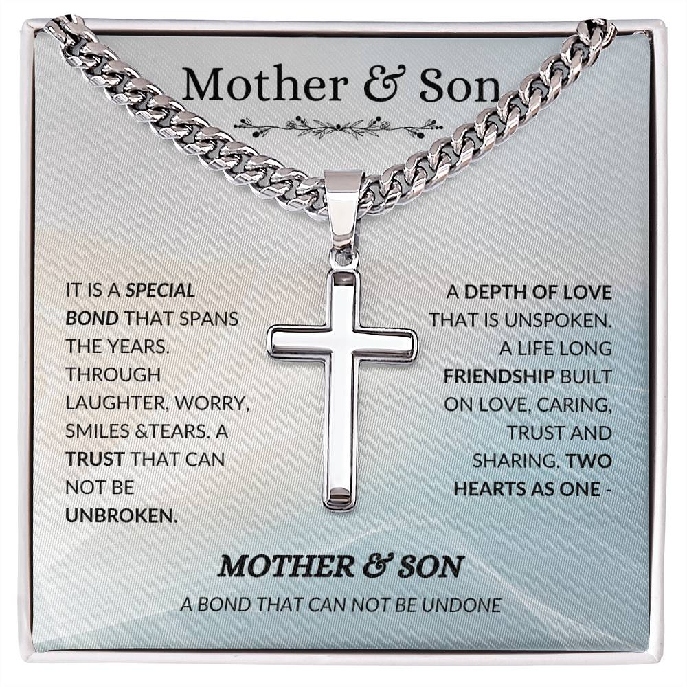 Unbreakable Bond Mother & Son | Cuban Chain with Artisan Cross Necklace