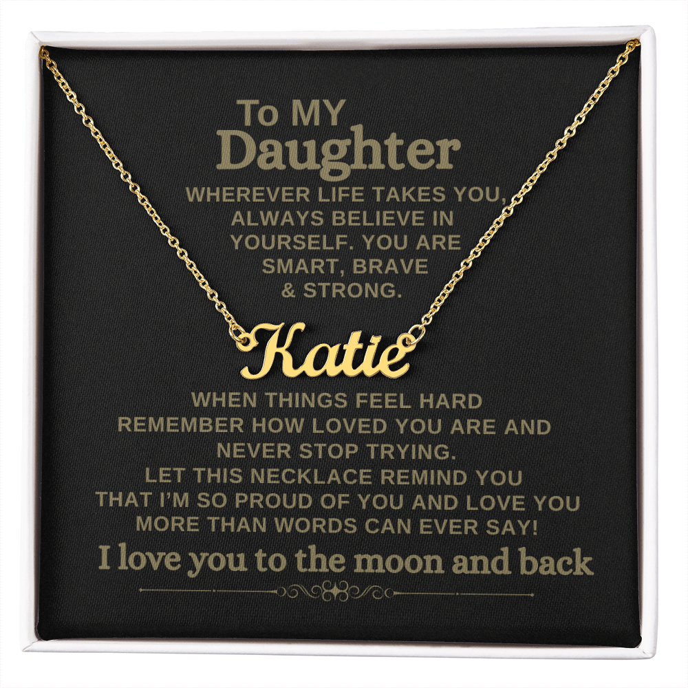 To My Daughter - Custom Name Necklace with Personalized Message Card