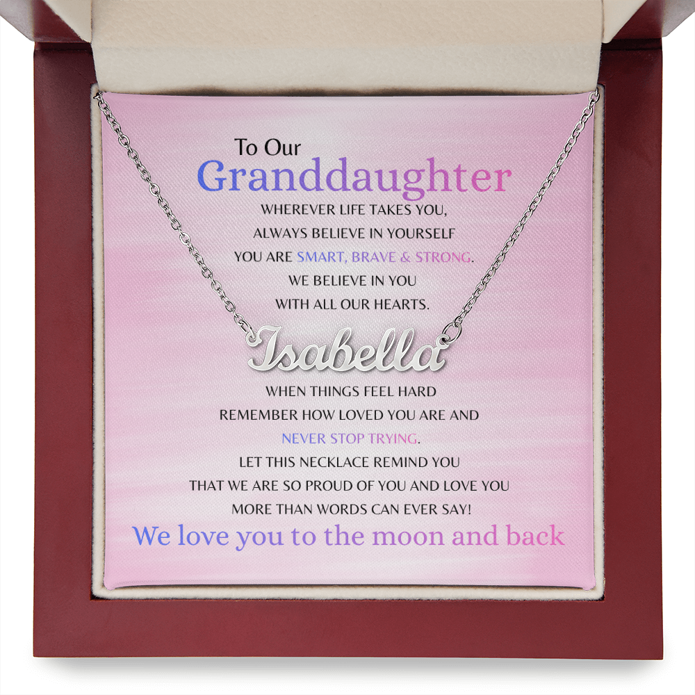 To Our Granddaughter – Custom Name Necklace | Smart, Brave & Strong