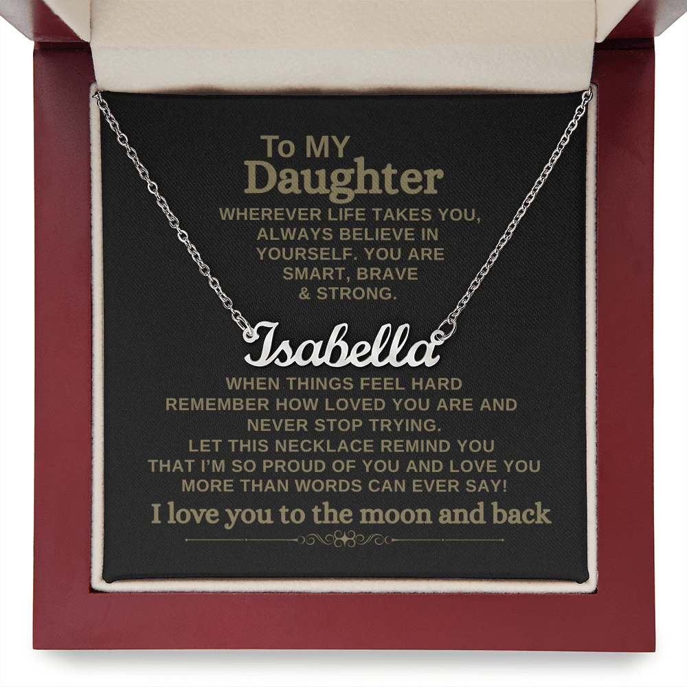 To My Daughter - Custom Name Necklace with Personalized Message Card