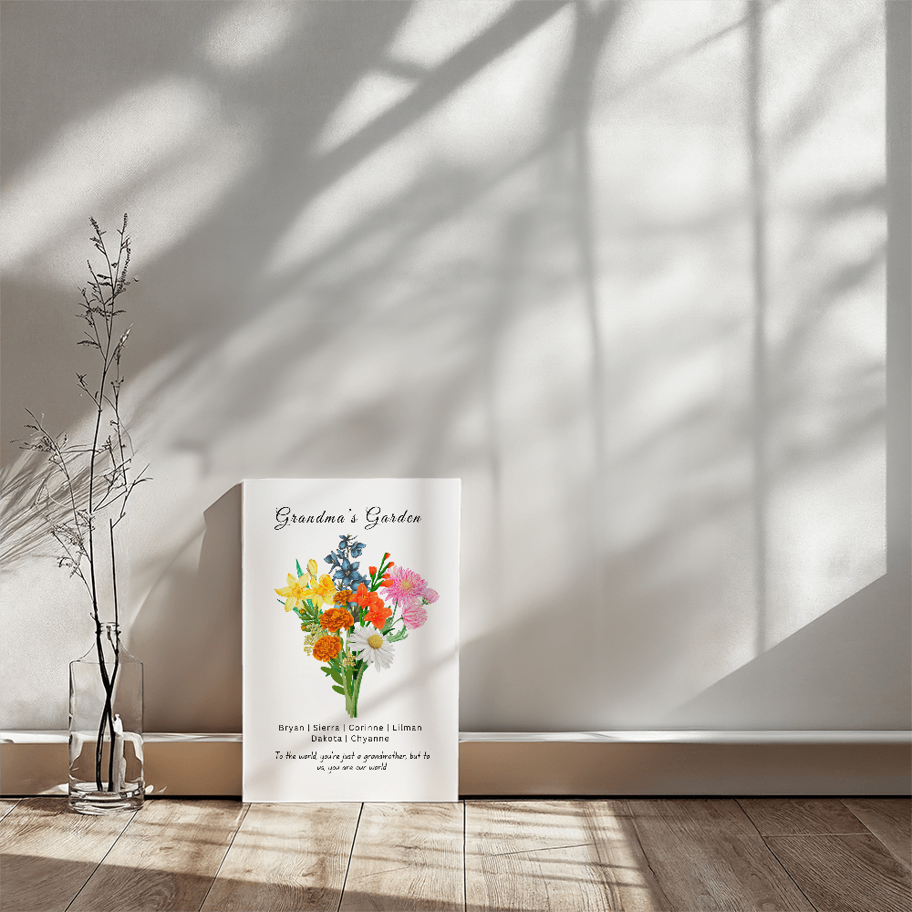 Grandma's Flower Garden | Grandchildren's Birth Flower| Wrapped Canvas
