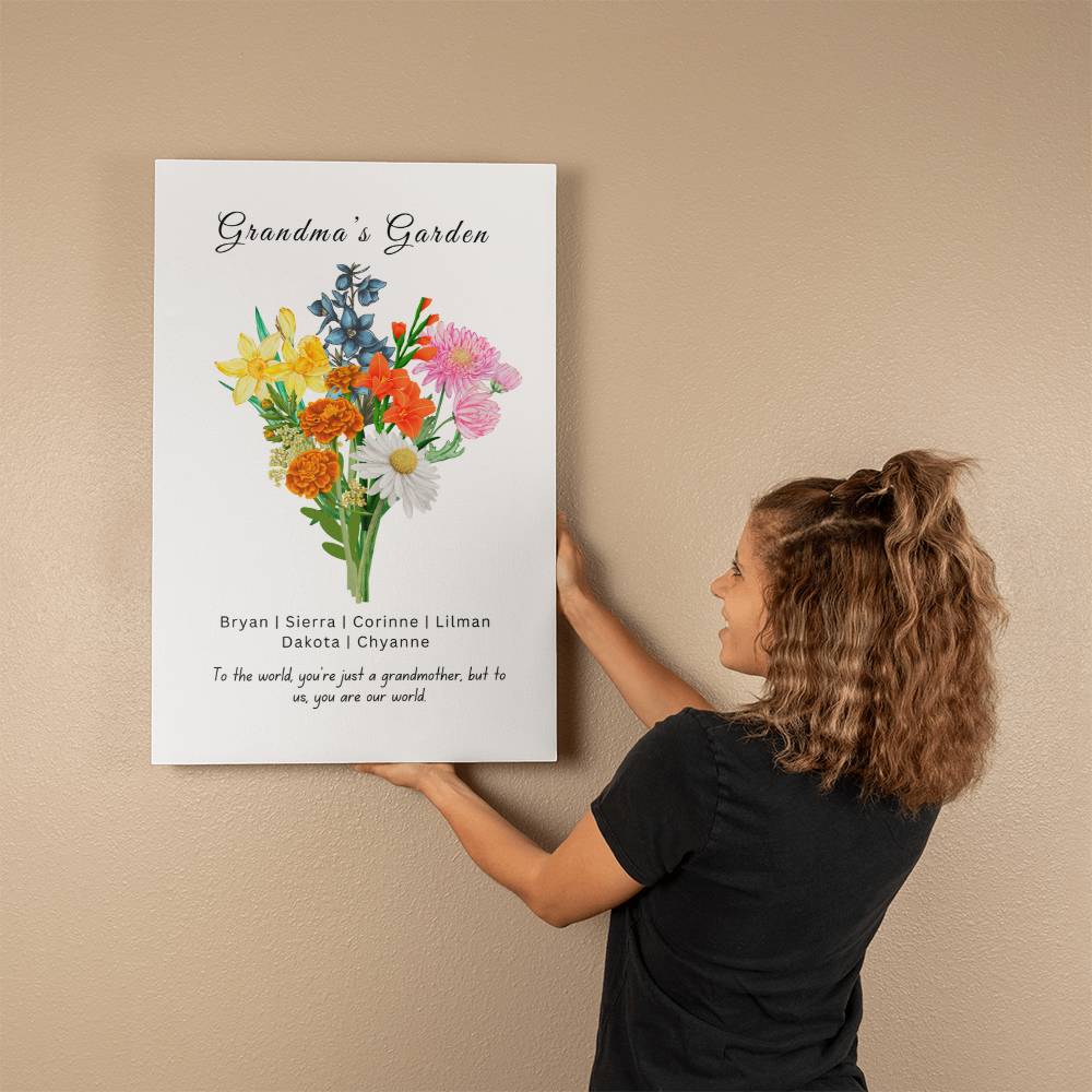 Grandma's Flower Garden | Grandchildren's Birth Flower| Wrapped Canvas