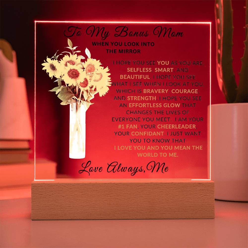 Special Gift For Bonus Mom | LED Acrylic Plaque