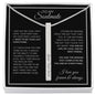 Custom 4-sided engraved stick necklace with personalized message card.