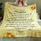 Cozy daughter blanket from Dad displayed on  bed