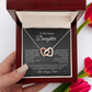 Interlocking Hearts Necklace from Dad with heartfelt message card for daughter in Mahogany-Style Luxury Box with LED light
