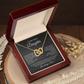 Interlocking Hearts Necklace from Dad with heartfelt message card for daughter in  mahogany-style luxury box