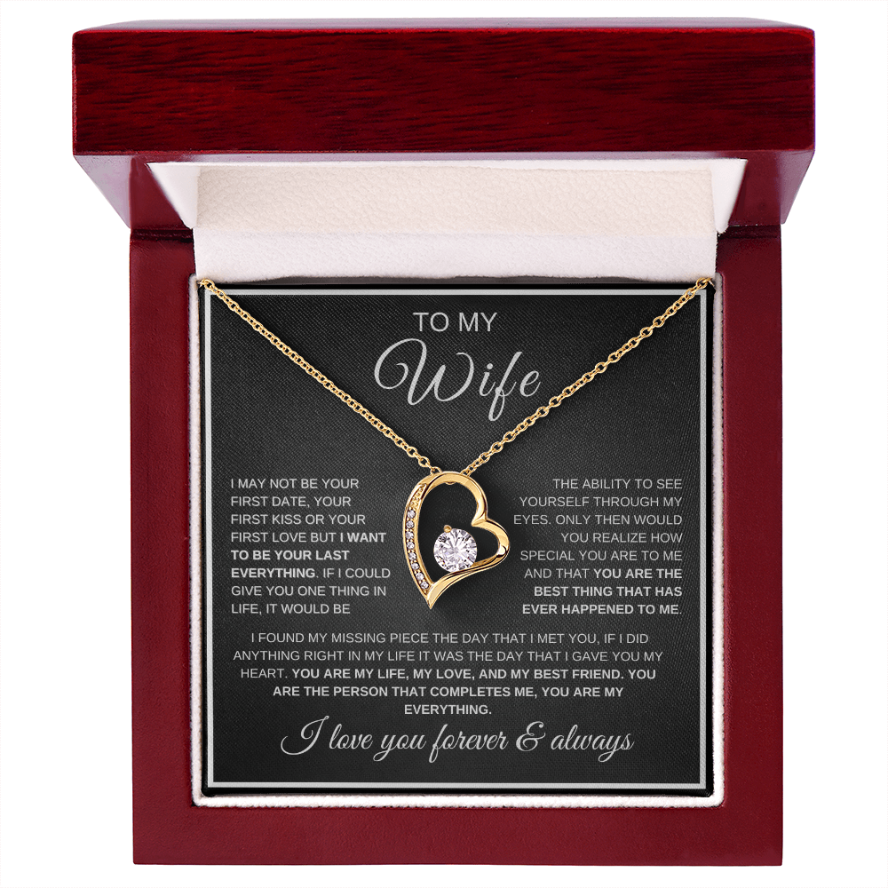 Gold finish Forever love necklace gift box with LED spotlight presentation 