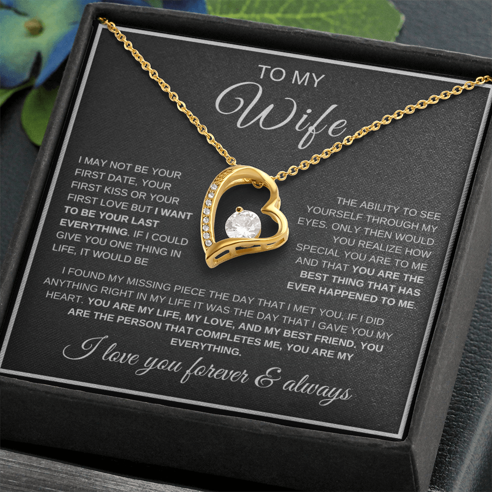 Forever love necklace in yellow gold finish romantic gift