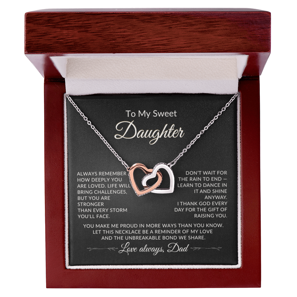 Heart necklace for daughter with emotional father-to-daughter message card with High-quality polished surgical steel 