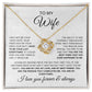 Love Knot necklace for wife with ‘Your Last Everything’ message gold toned chain