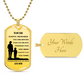 Custom engraved son necklace with motivational message from Mom