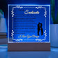Color-changing LED acrylic lamp showing blue, green, and red lighting options for romantic night light