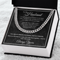 To My Husband Cuban link chain necklace presented in luxury gift box with heart felt message card