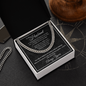 Romantic gift for husband featuring Cuban link chain necklace and heartfelt message card