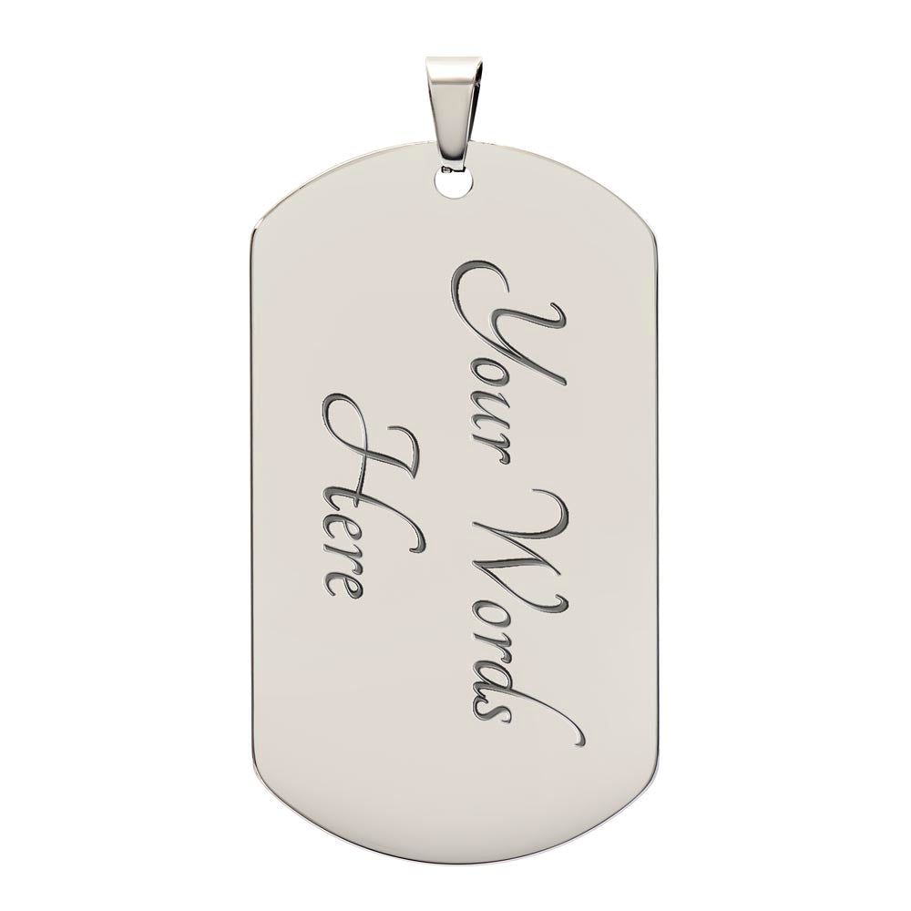 Inspirational son necklace gift with engraved message from Mom