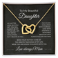 To My Beautiful Daughter optional gold overlay interlocking hearts necklace gift from mom with heartfelt message card