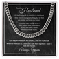 To My Husband Cuban link chain necklace with romantic love message card, meaningful gift from wife