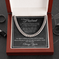 To My Husband Cuban link chain necklace presented in luxury gift box for anniversary or birthday