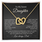 To My Sweet Daughter necklace displayed in gift box with sentimental message with optional 18k yellow gold finish