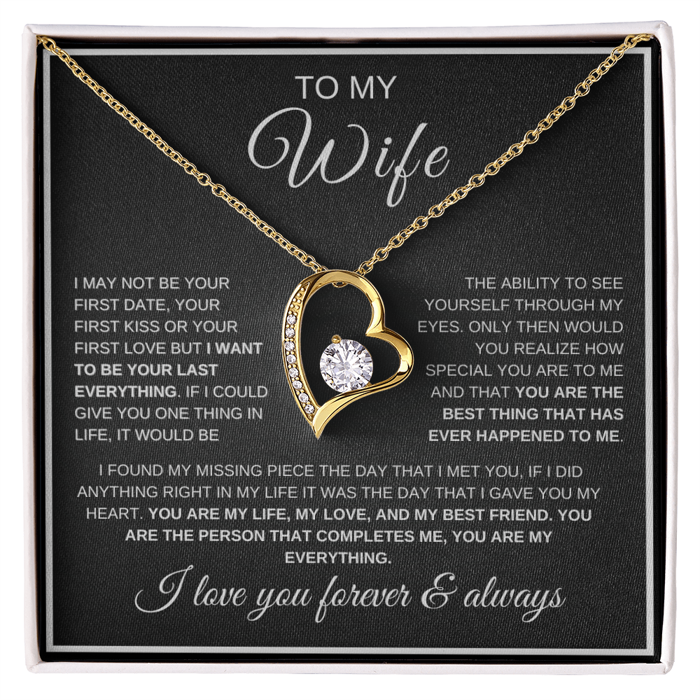 Forever love necklace in white gold finish for wife gold finish