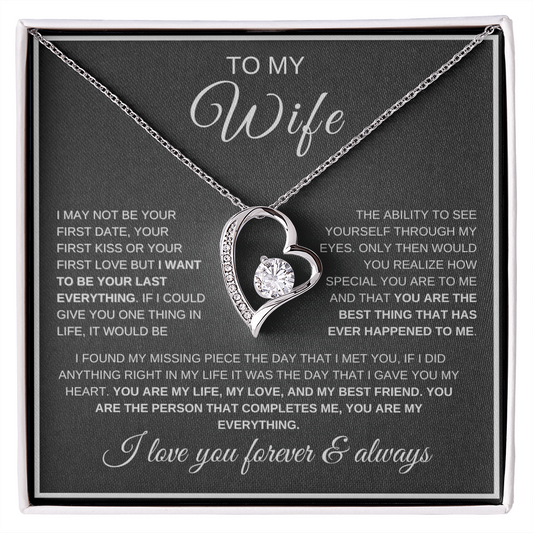 Romantic forever love necklace for wife with heartfelt message card from husband