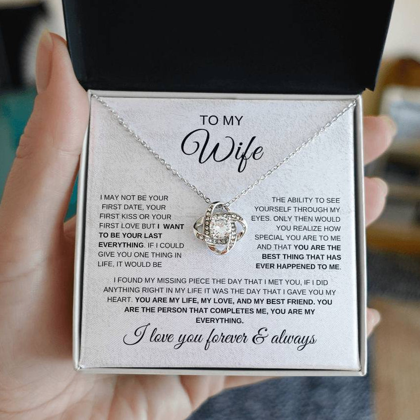 Love Knot pendant necklace for wife close-up