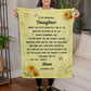 Soft fleece daughter blanket from Mom with inspirational message on 30x40